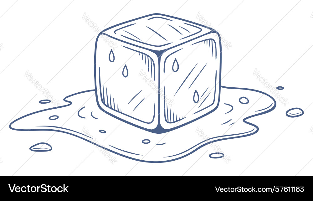 Melting ice cube design generative ai vector image
