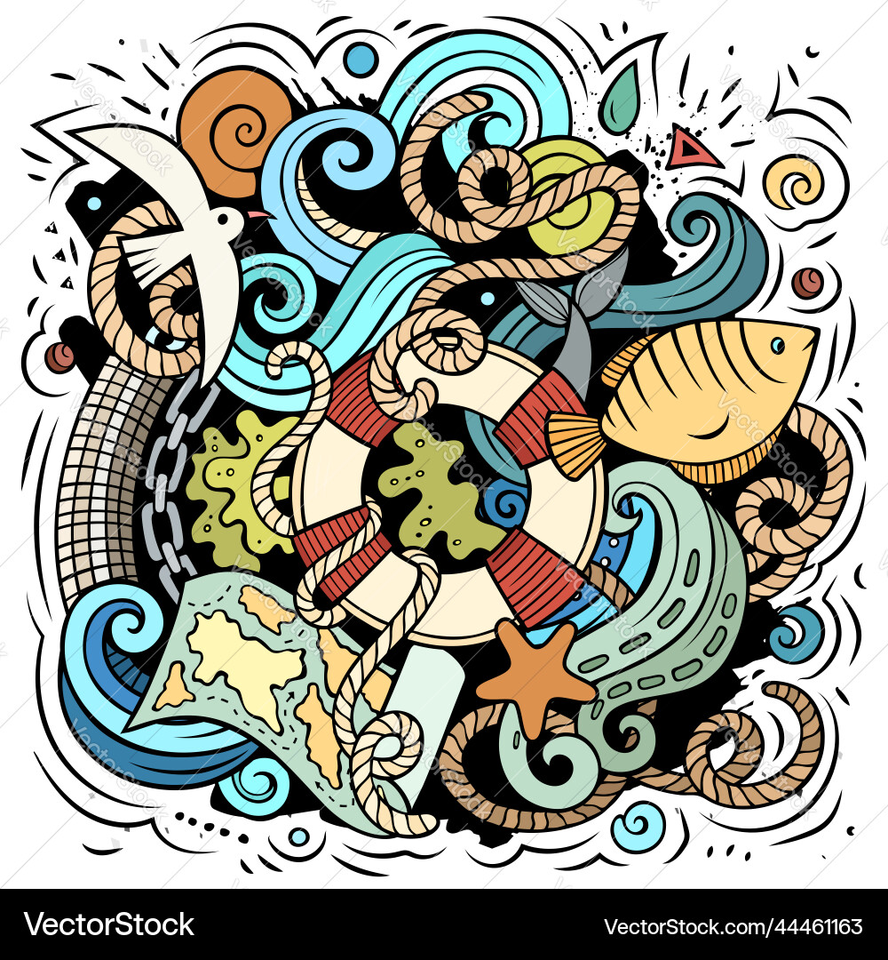 Nautical Cartoon Elements Royalty Free Vector Image