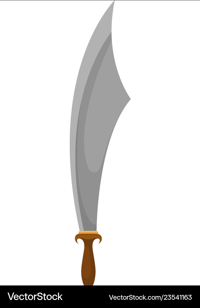 Old saber with large sharp blase and wooden handle Vector Image