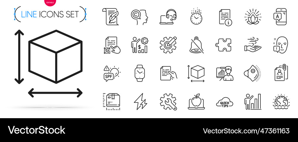 Pack of time qr code and graph chart line icons Pack of time qr code and graph chart line icons vector image