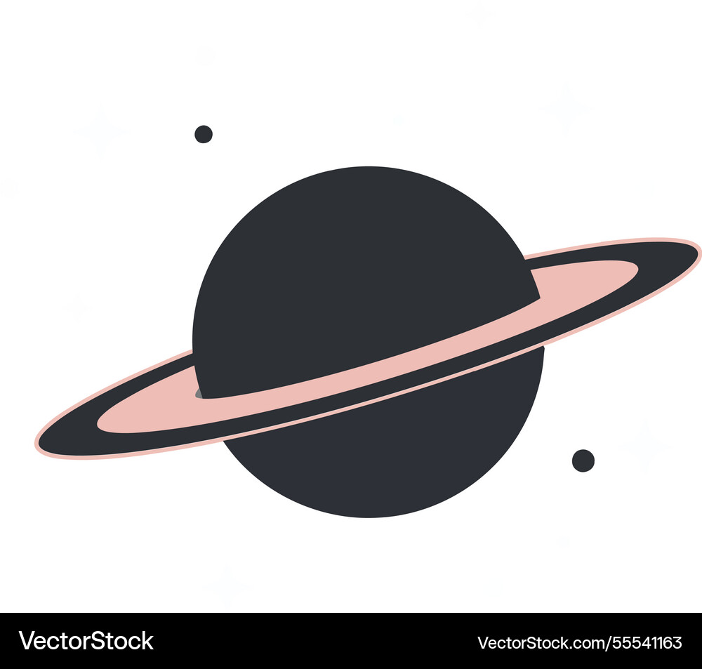 Planet with rings in minimal style featuring soft Vector Image