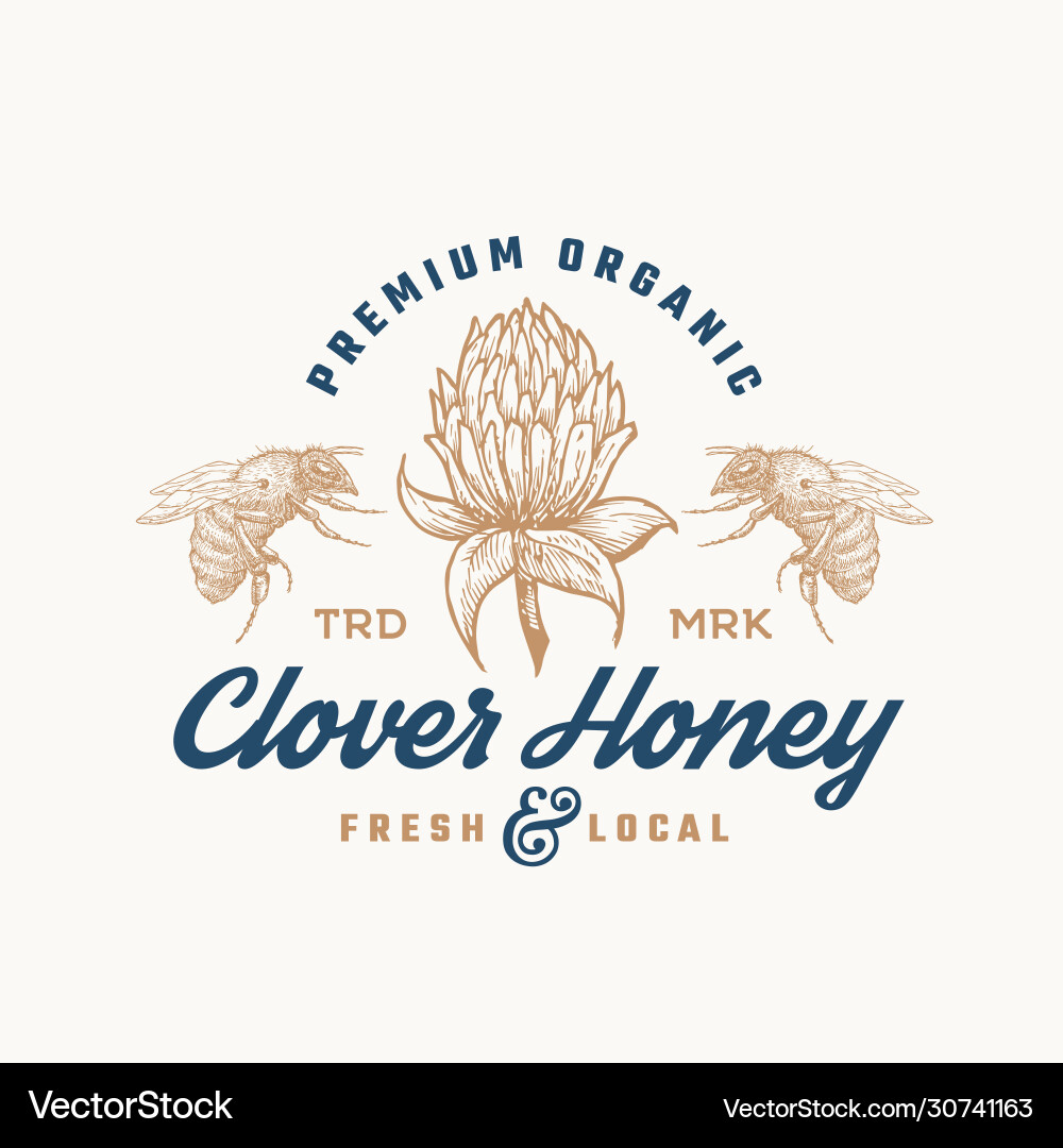 Premium organic honey sign symbol or logo vector image