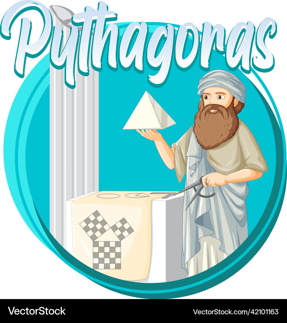 Pythagoras philosopher in cartoon style vector image