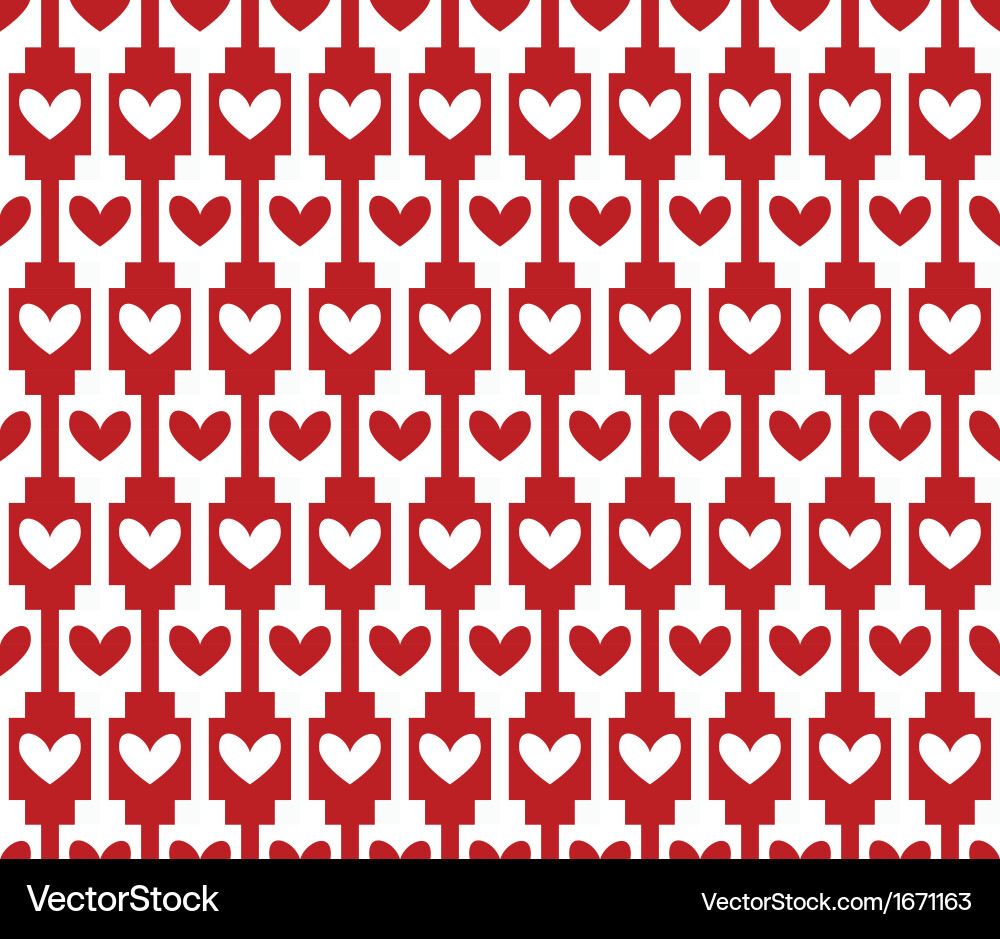 Red seamless background pattern with hearts vector image