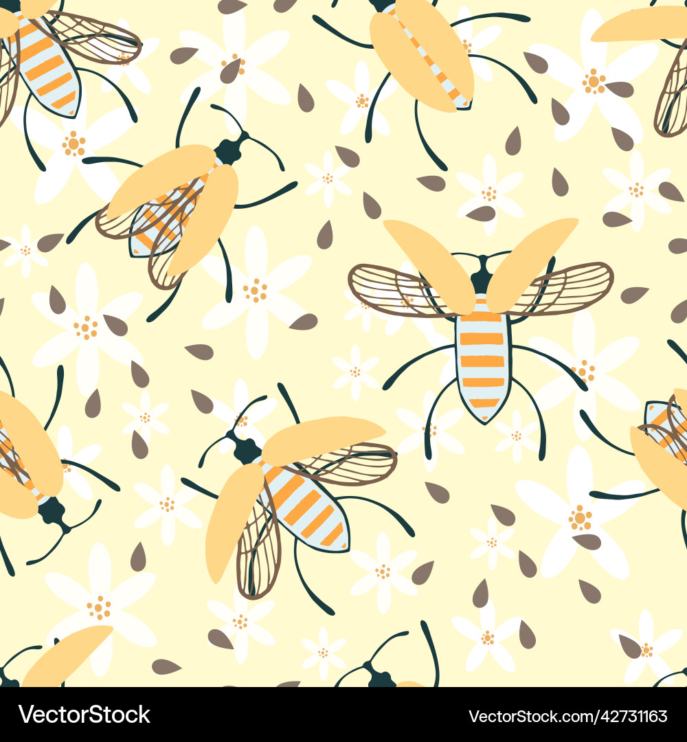 Seamless pattern of cartoon simple beetle Vector Image