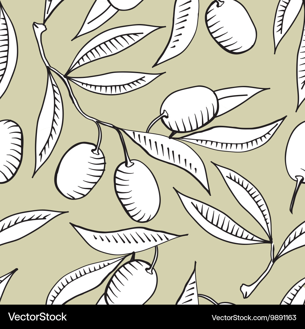 Seamless pattern with olive branch Vector Image