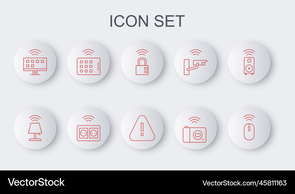 Set line wireless mouse smart table lamp safe Set line wireless mouse smart table lamp safe vector image