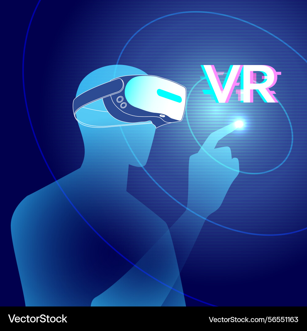 Vr technology concept with a person using virtual Vector Image