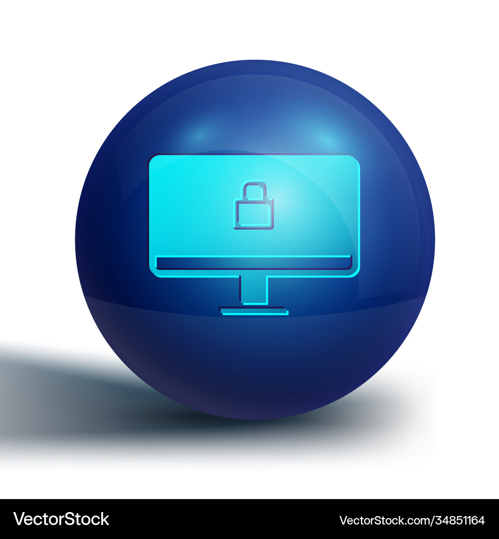 Blue lock on computer monitor screen icon isolated Blue lock on computer monitor screen icon isolated vector image
