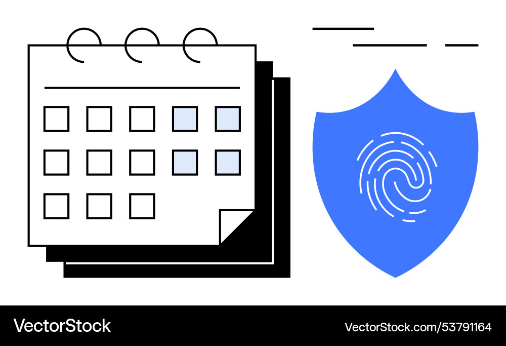 Calendar with security shield symbolizing time Calendar with security shield symbolizing time vector image