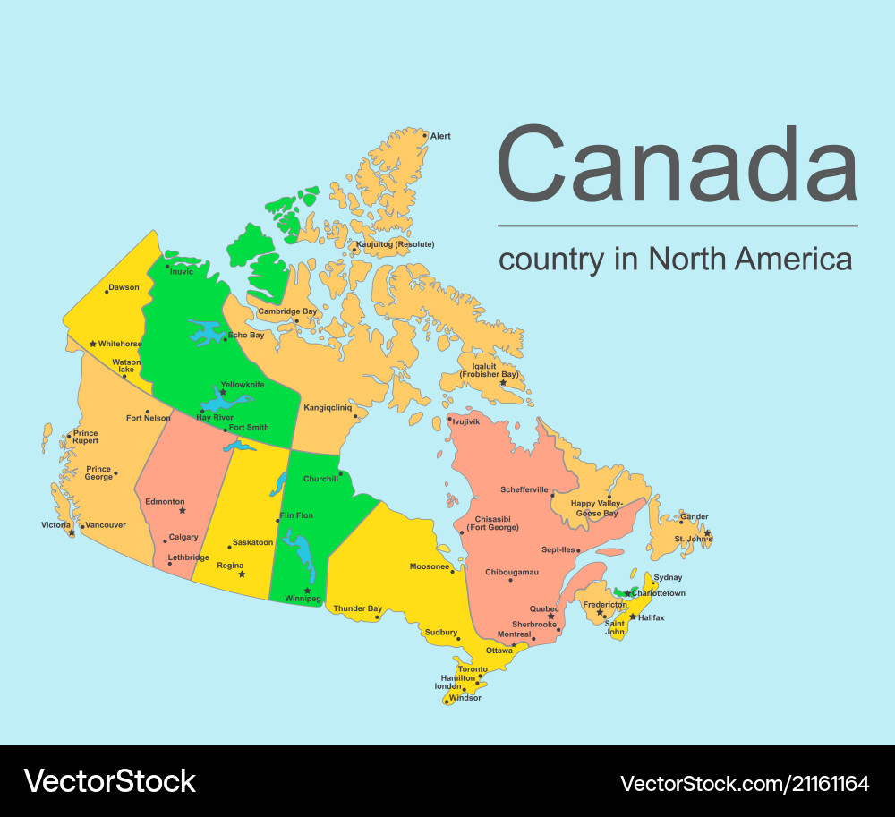 Canada map with provinces and cities Canada map with provinces and cities vector image
