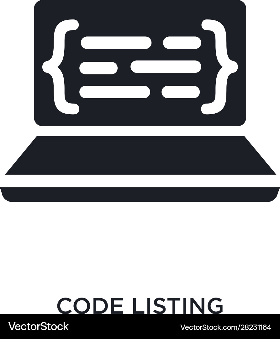 Code listing isolated icon simple element from vector image