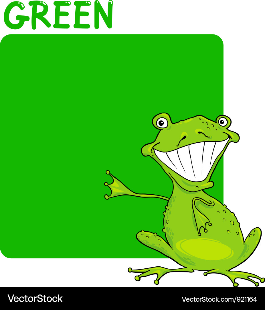 Color green and frog cartoon Royalty Free Vector Image