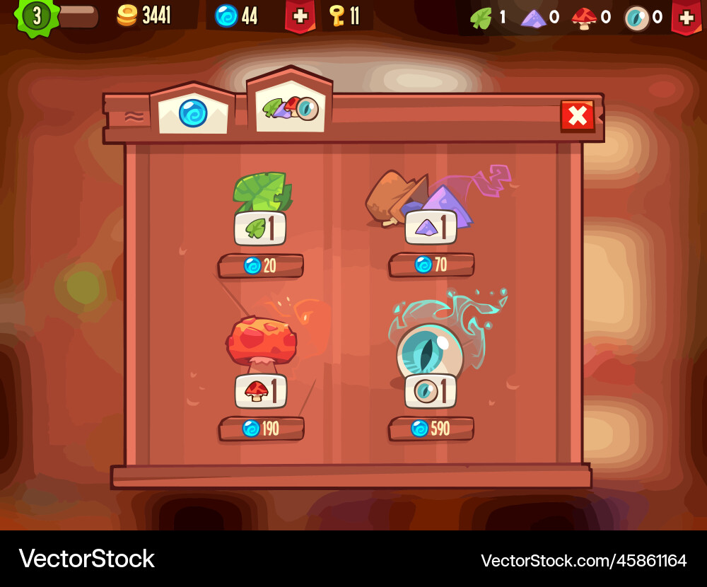 Complete set of level button game ui pop-up icon vector image