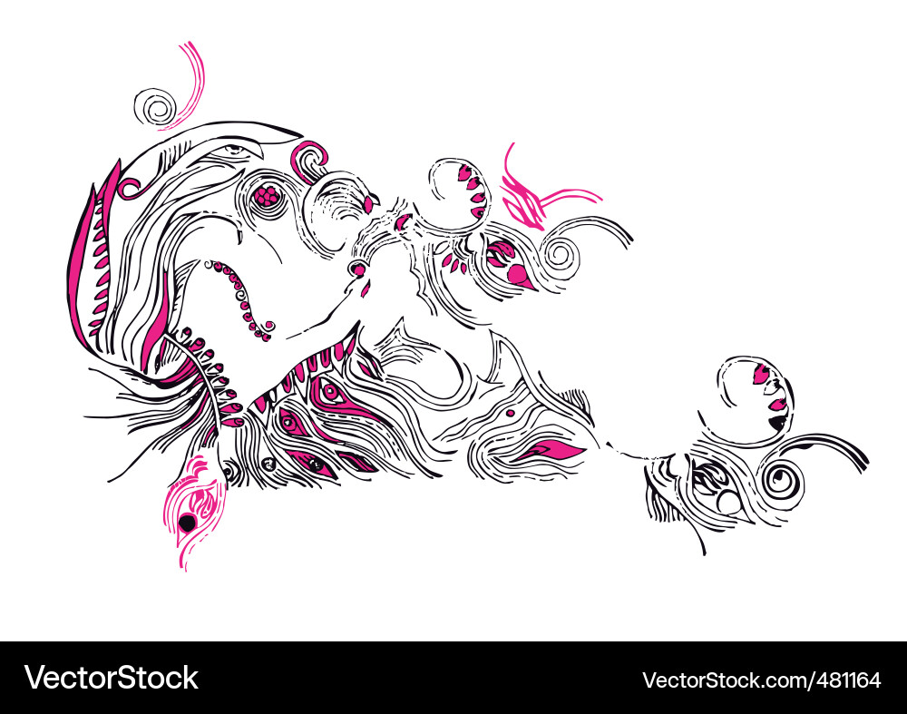 Composition from fluent line Vector Image