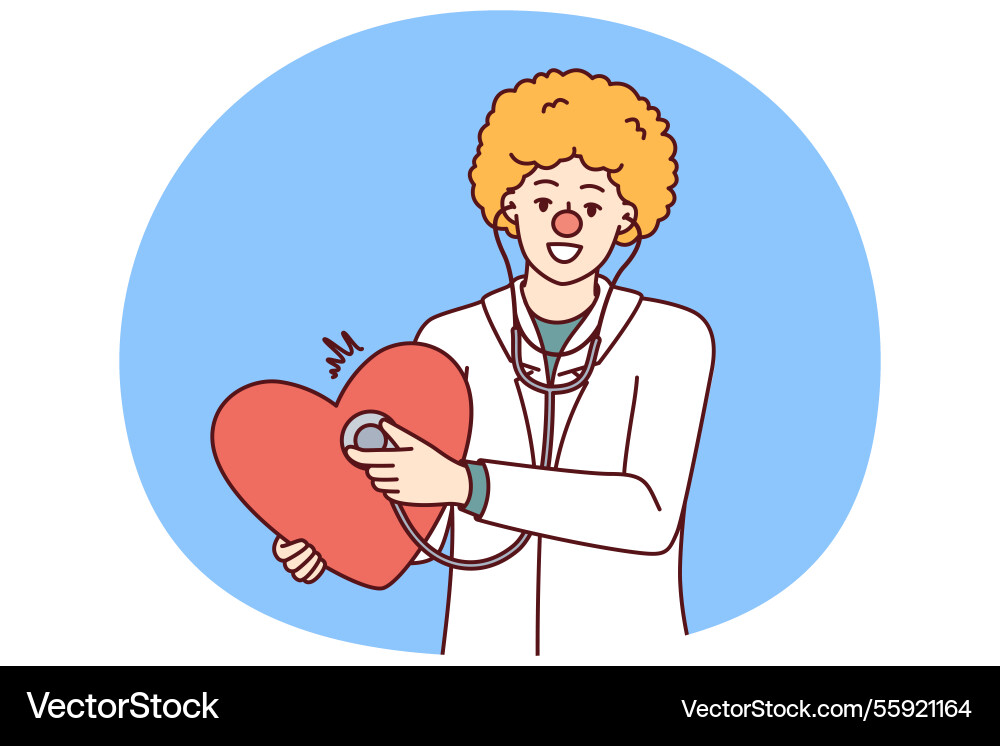 Doctor with clown haircut holds stethoscope Doctor with clown haircut holds stethoscope vector image