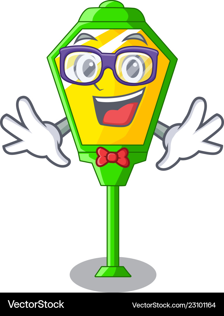 Geek lamp post in isolated on mascot Vector Image