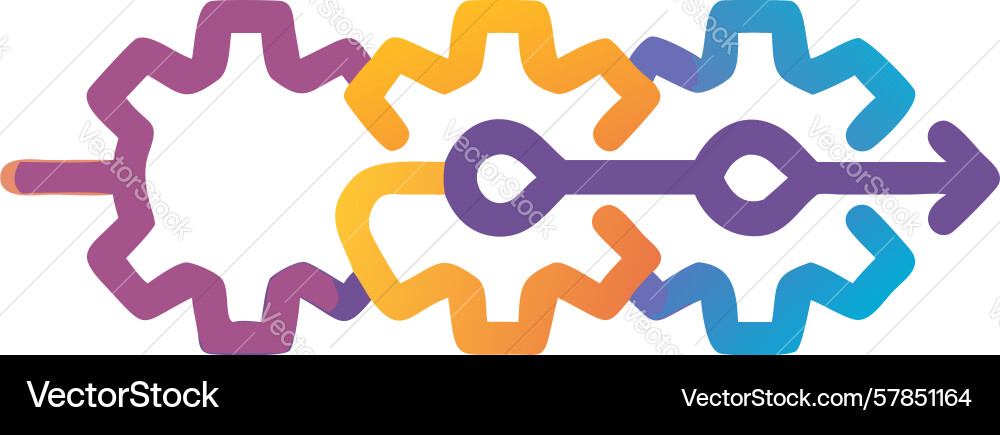 Interconnected gears abstract for system process Vector Image