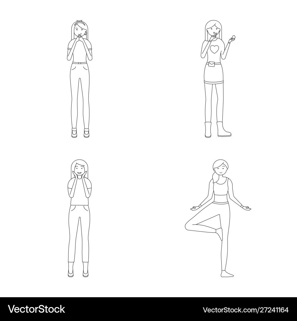 Isolated object posture and mood symbol set Isolated object posture and mood symbol set vector image