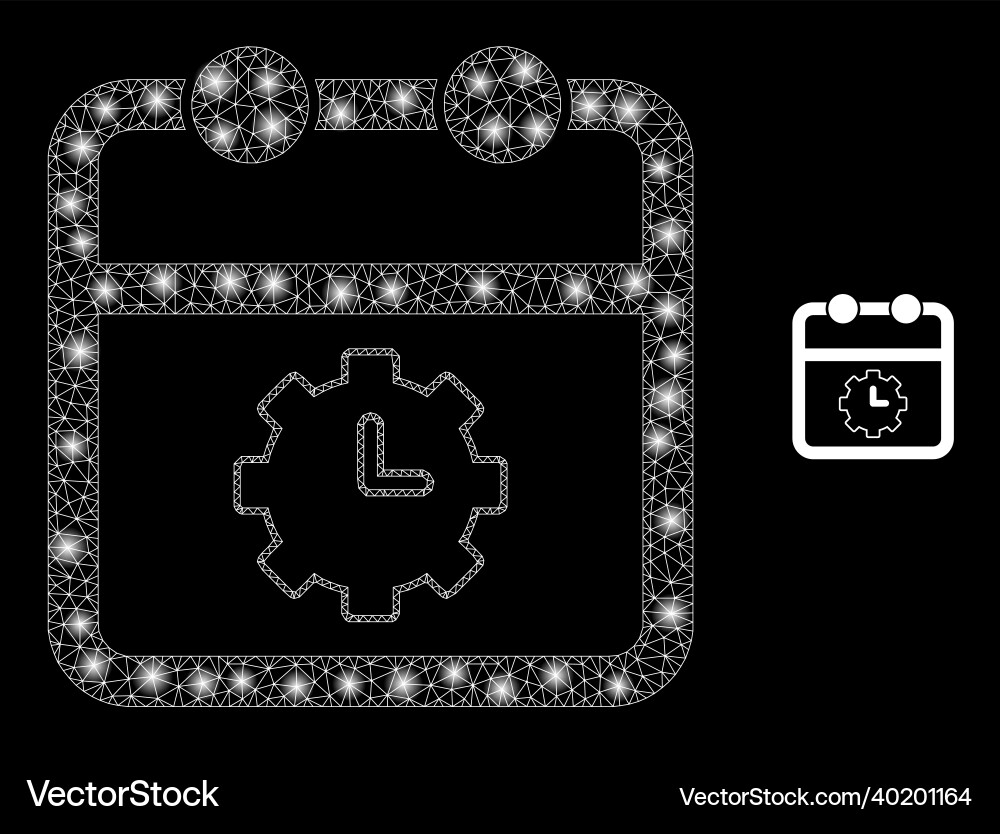 Mesh web calendar time options with bright vector image