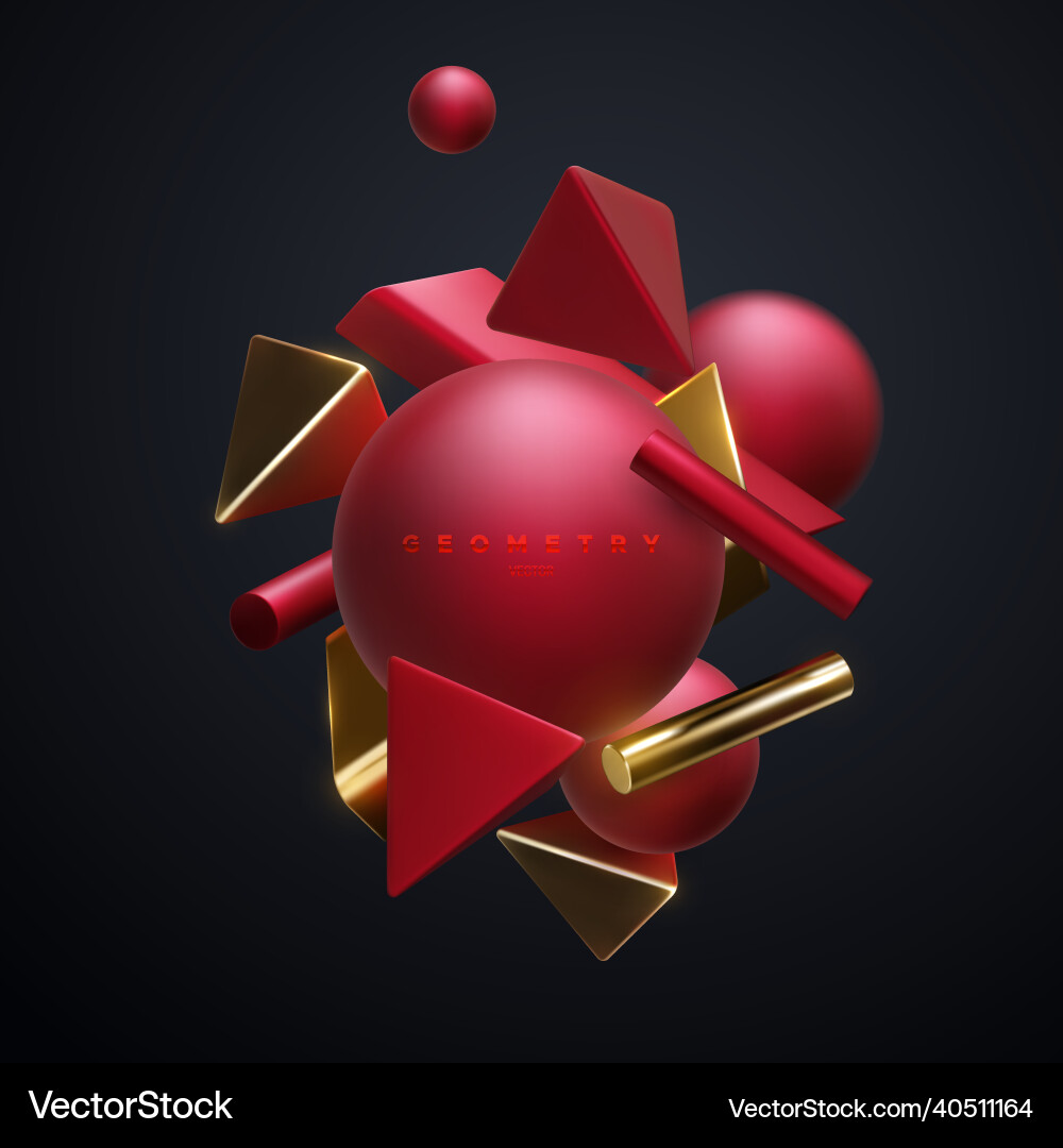 Red and gold geometric shapes abstract background Vector Image