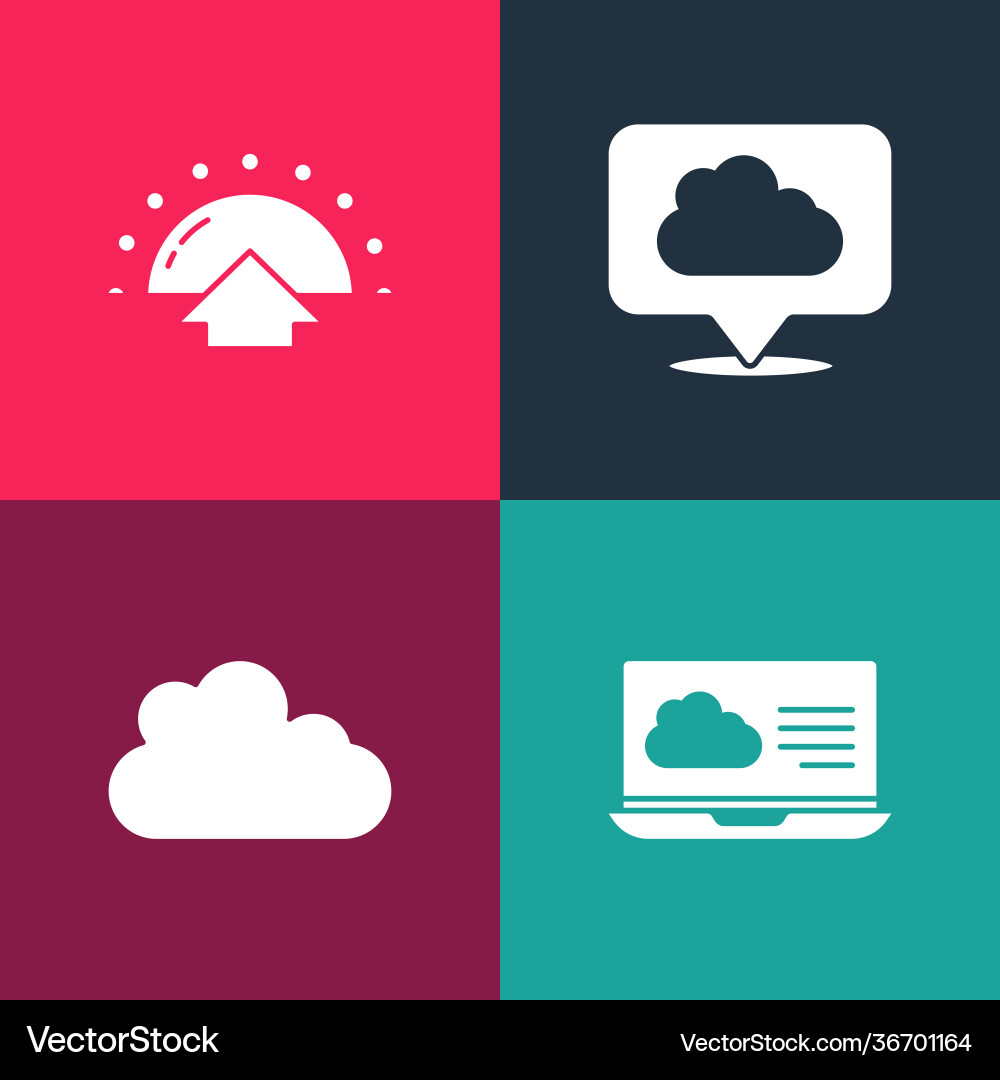 Set pop art weather forecast cloud location Set pop art weather forecast cloud location vector image