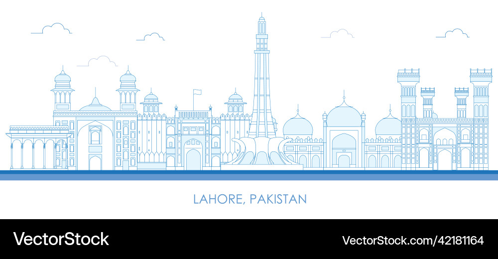 Skyline panorama of city lahore pakistan Skyline panorama of city lahore pakistan Vector Image
