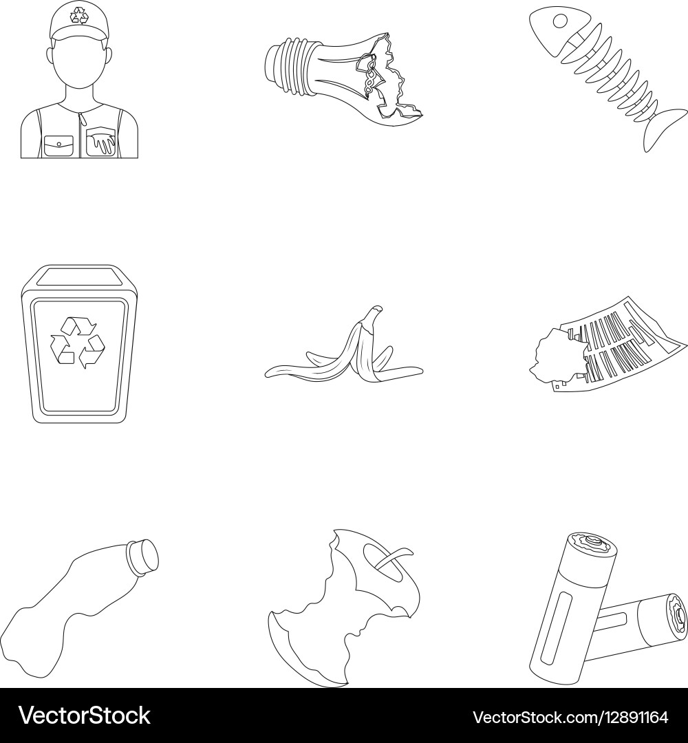 Trash & Garbage Icon Set Vector Image