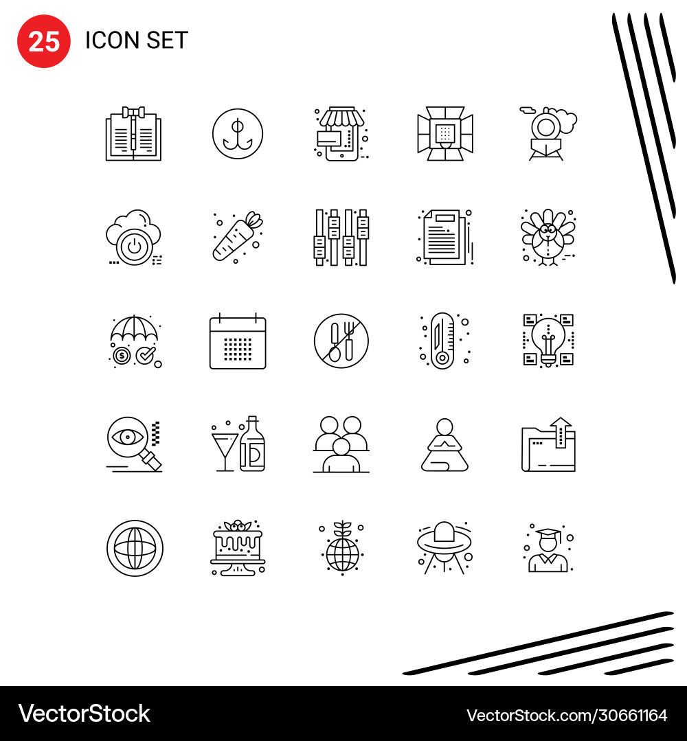 User interface pack 25 basic lines softbox Vector Image