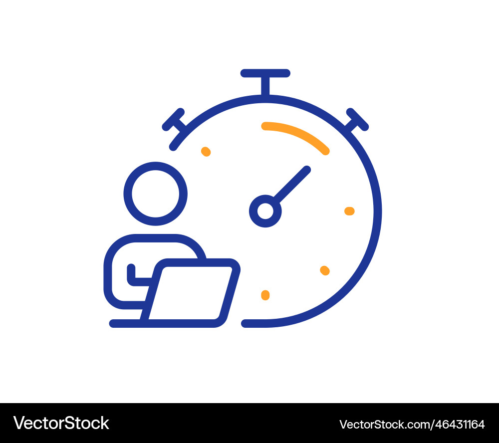 Work timer line icon task stopwatch time sign Work timer line icon task stopwatch time sign vector image