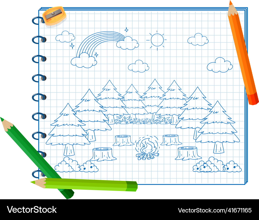 A notebook with doodle sketch design and colour A notebook with doodle sketch design and colour vector image