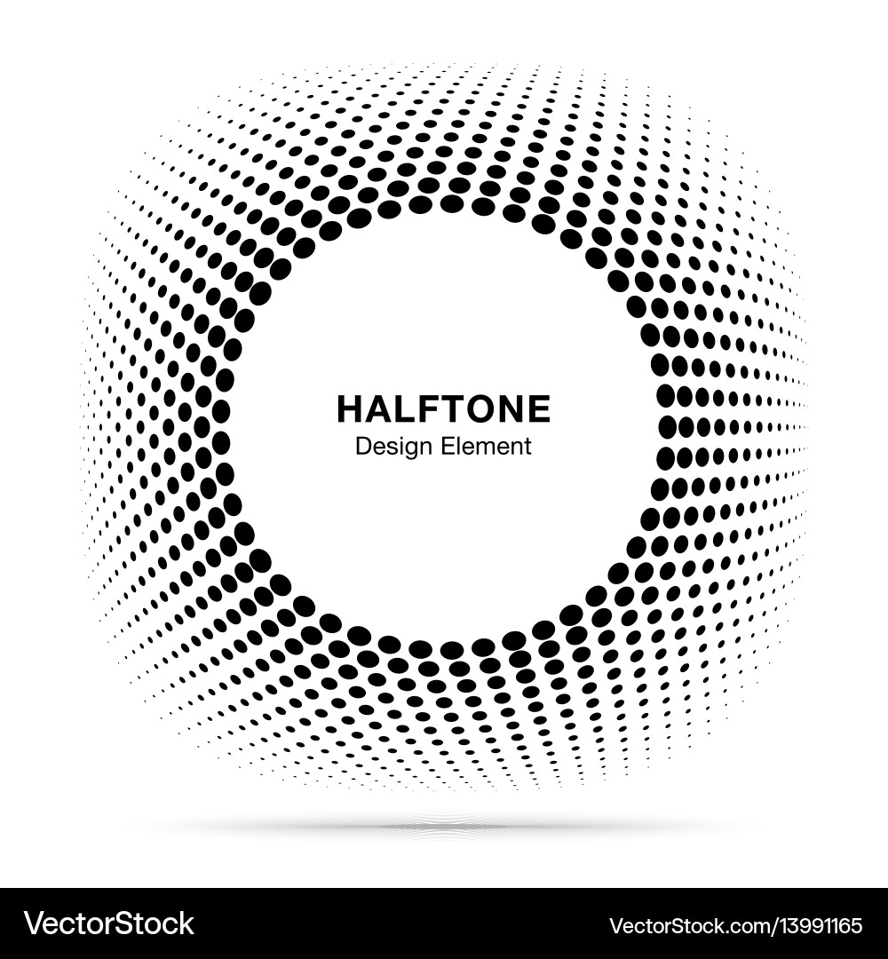 Convex distorted abstract halftone circle frame Convex distorted abstract halftone circle frame vector image