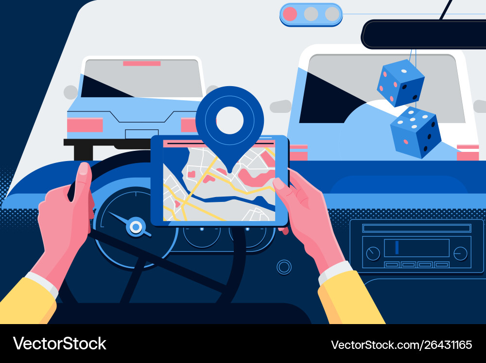 Driver Using Navigation System vector image