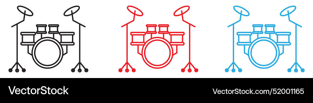 Drum set icon showing musical instruments Vector Image