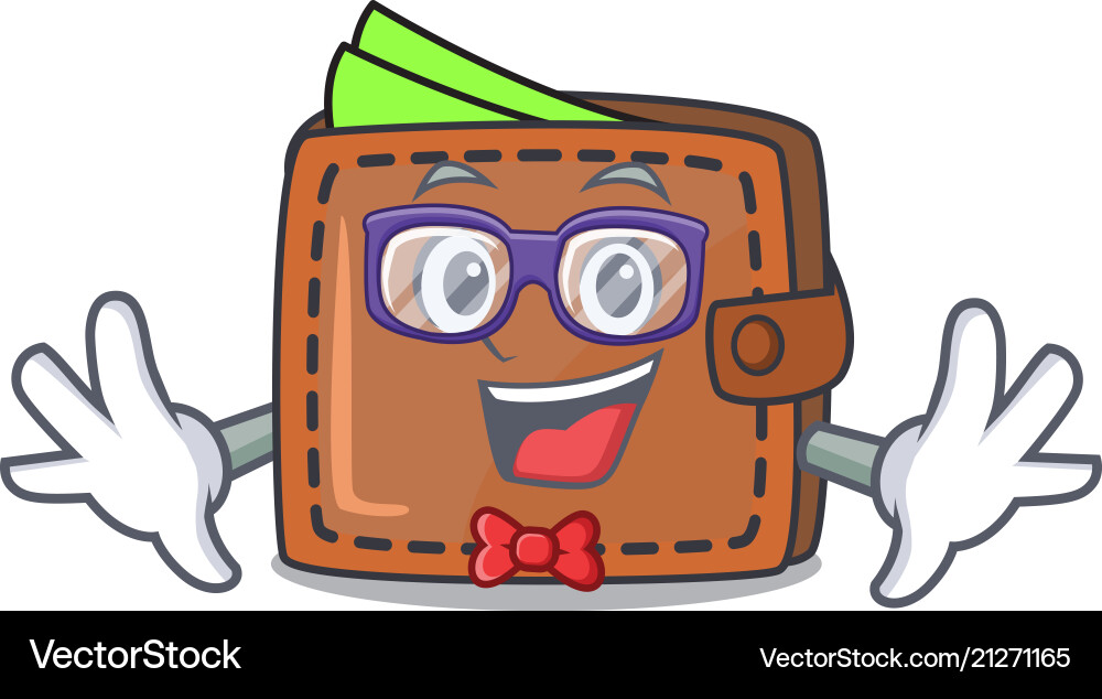 Geek wallet character cartoon style Vector Image