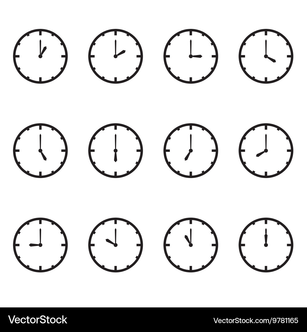 Hour Clock Set on White Background vector image