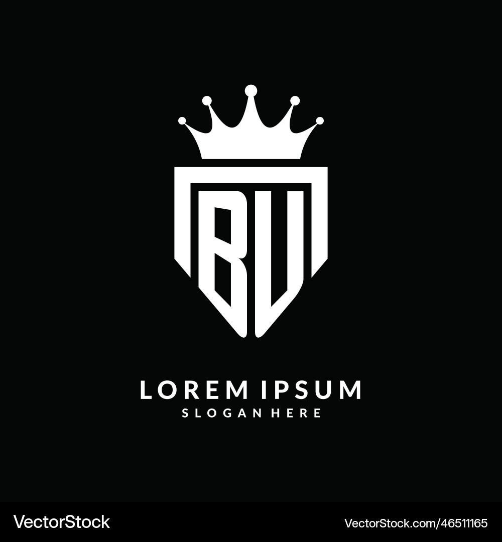 Letter bu logo monogram emblem style with crown Vector Image