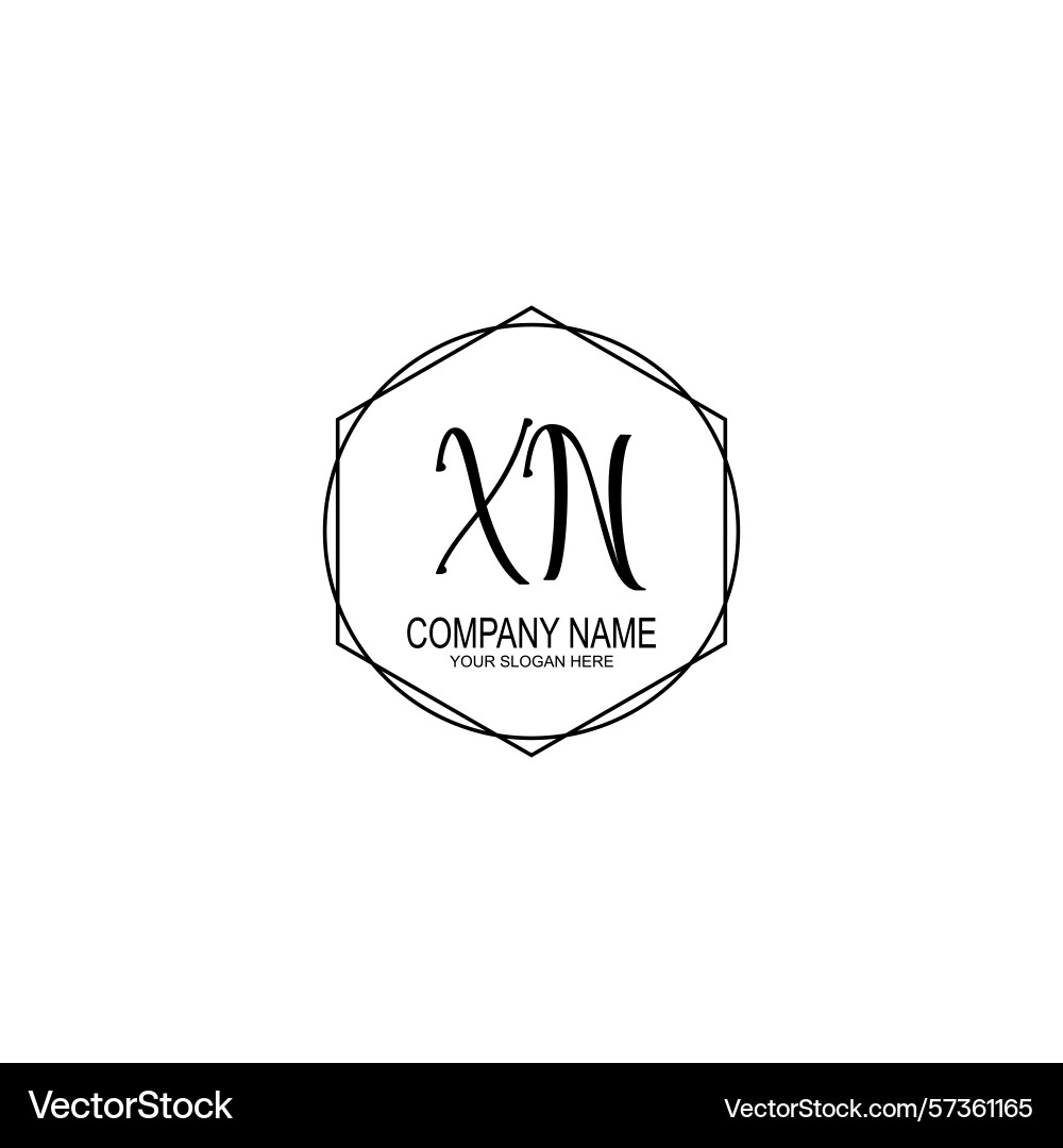 Minimalist handwritten xn initial logos with soft Vector Image