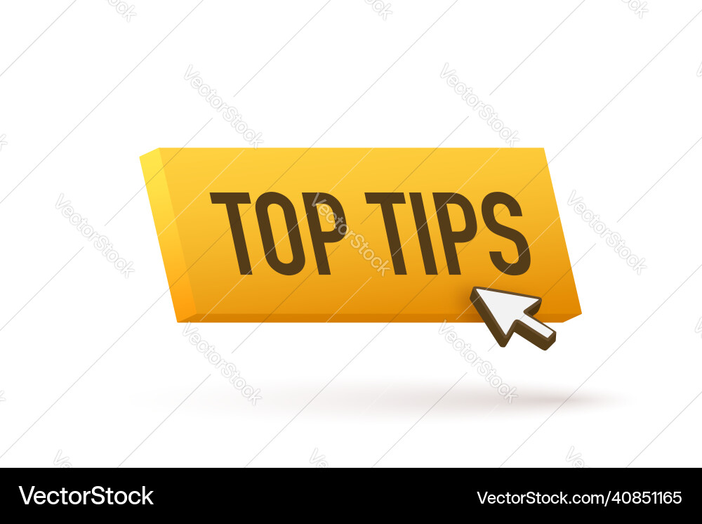 Push button with text top tips Push button with text top tips vector image