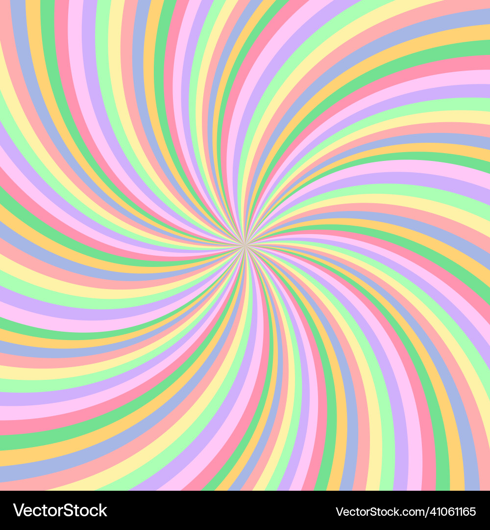 Rainbow swirl background radial pastel Royalty Free Vector