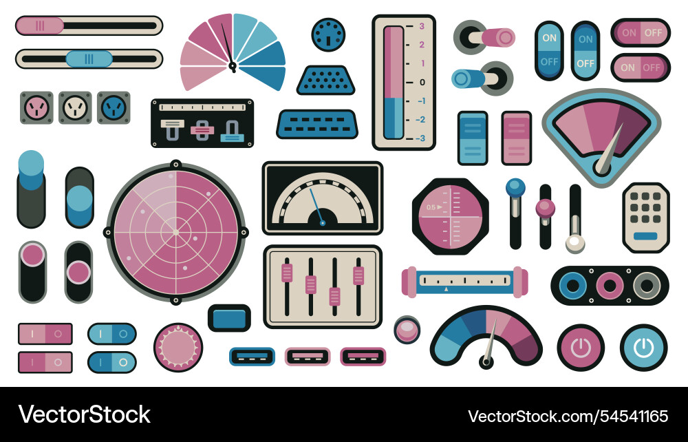 Retro control panel elements analog dashboard Vector Image