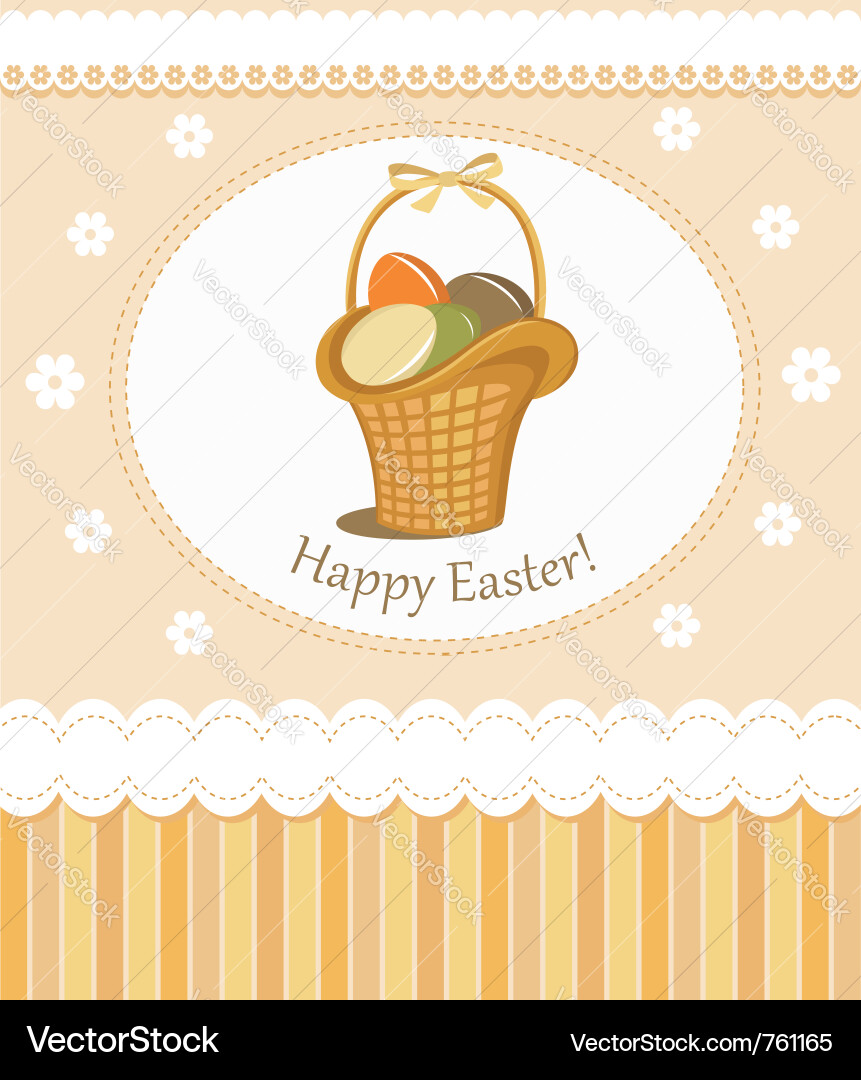 Retro Easter Basket Card Vector Image
