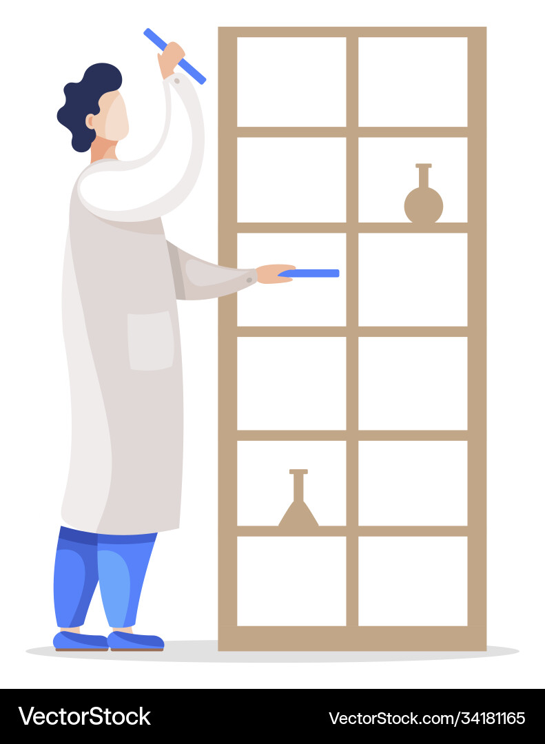 Scientist in laboratory checking tests results vector image