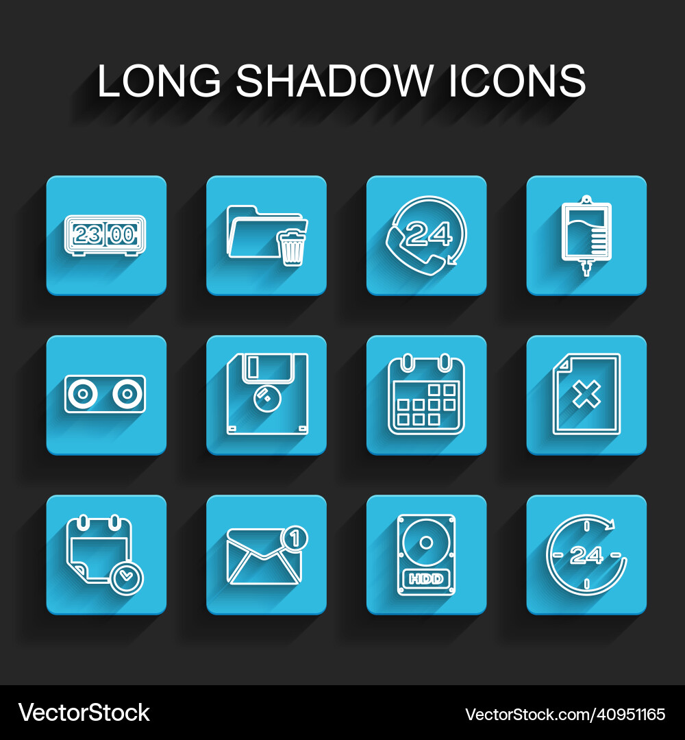 Set line calendar and clock new email incoming Vector Image
