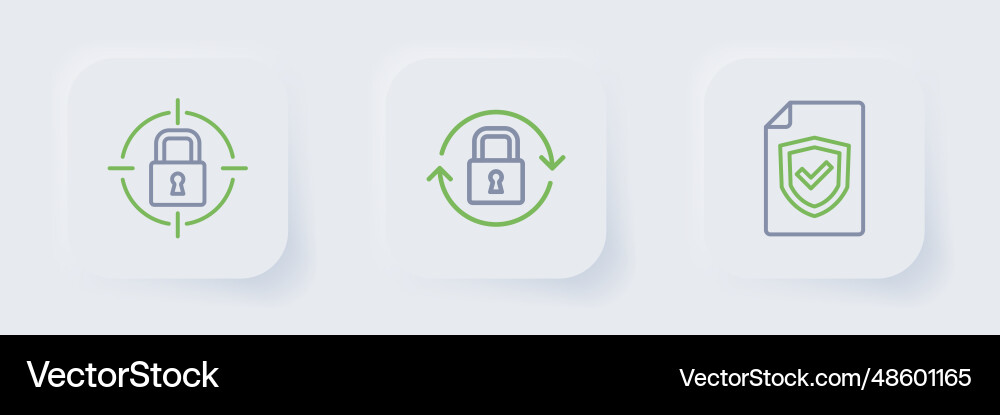 Set line contract with shield lock and icon Set line contract with shield lock and icon Vector Image