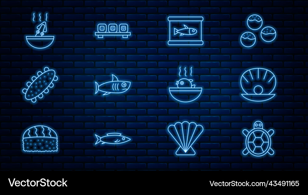Set Linie Schildkröte Schale mit Perlmutt Fisch Set Linie Schildkröte Schale mit Perlmutt Fisch vektorbild