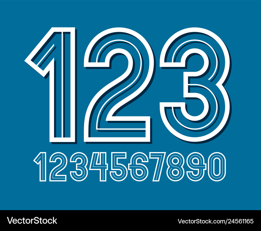 Set retro bold rounded numbers can be used Set retro bold rounded numbers can be used vector image