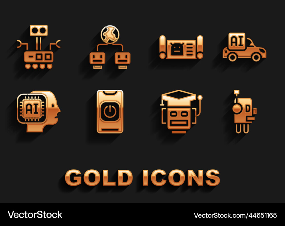 Set turn off robot from phone autonomous smart Set turn off robot from phone autonomous smart vector image