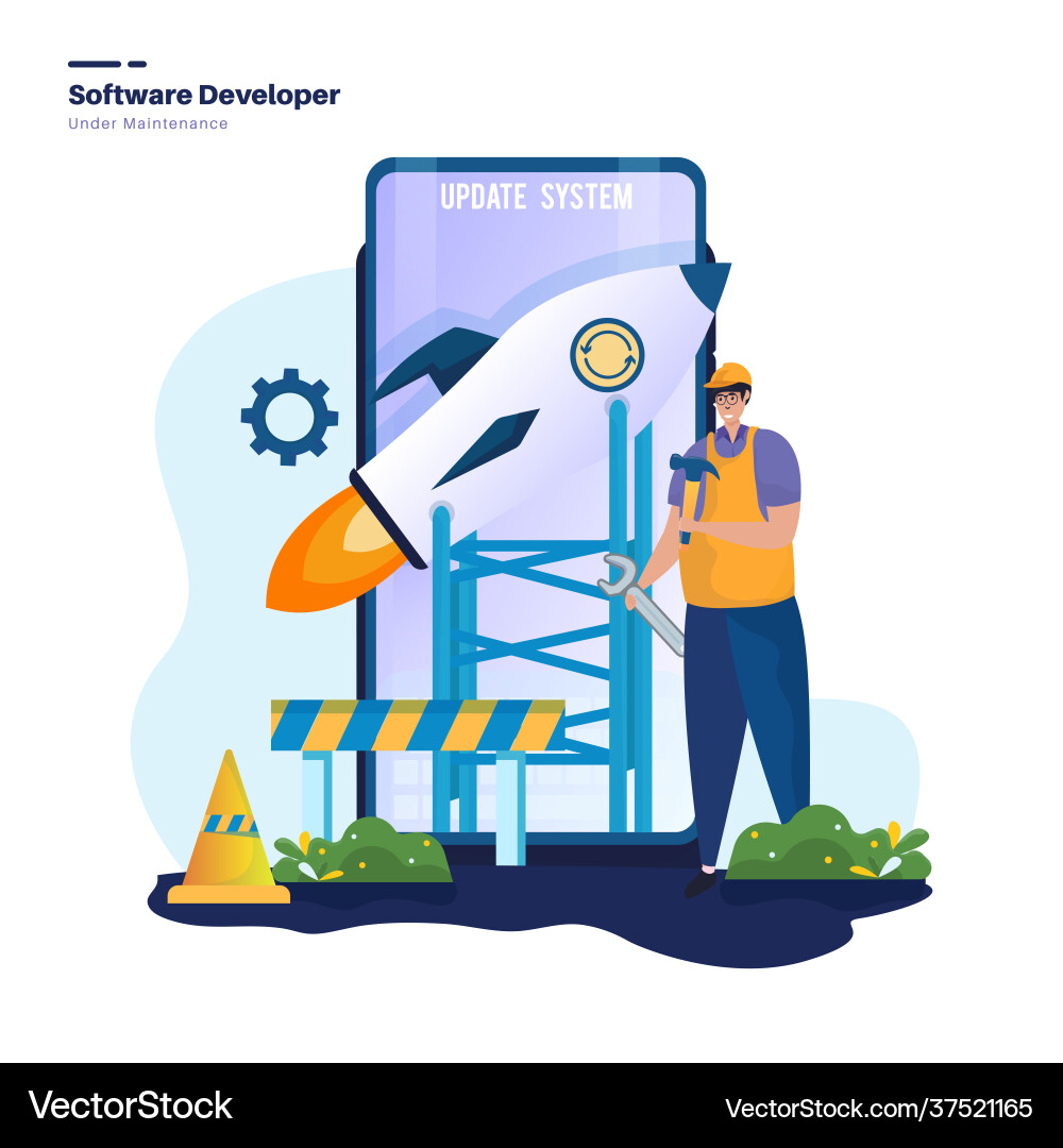 Software developer with under maintenance concept Software developer with under maintenance concept vector image