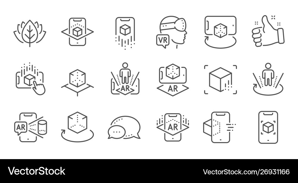 Augmented reality line icons vr simulation Augmented reality line icons vr simulation Vector Image